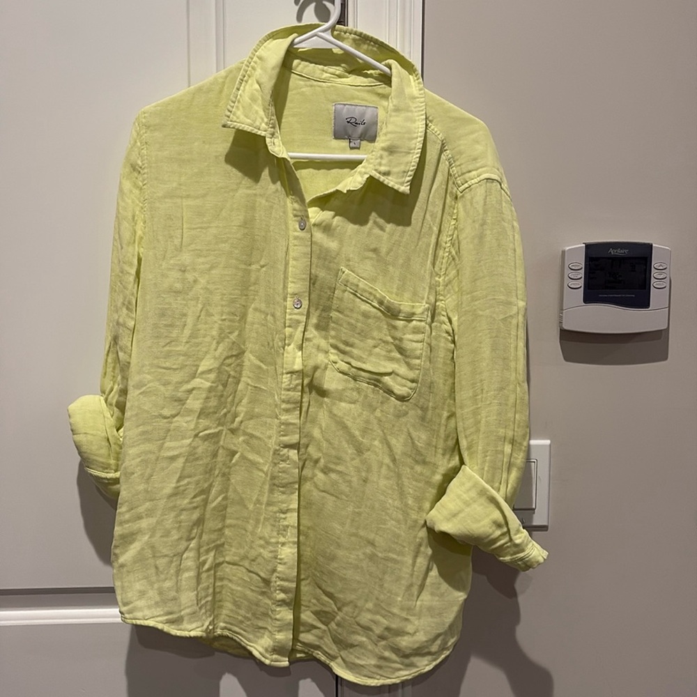 Rails lime green button down shirt - extremely soft with full sleeves